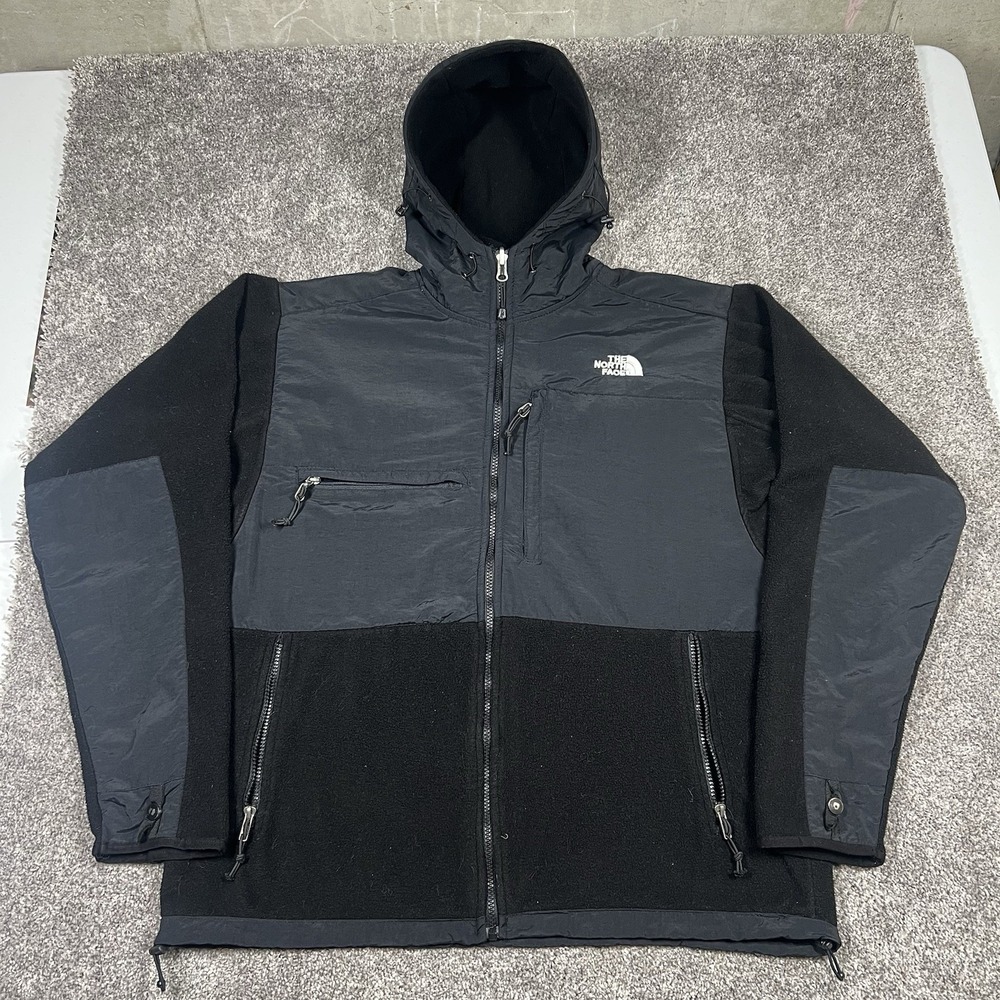 The North Face Jacket Men's Denali Hoodie XL Black Full Zip Hooded Fleece